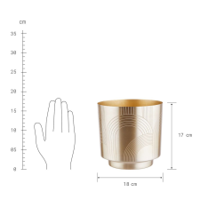 Planta fém kaspó gravírozott mintával, arany ?18cm dekoráció
