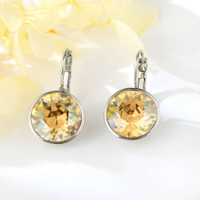 Platinával bevont kör fülbevaló pezsgőszínű Swarovski kristállyal (0426.) fülbevaló