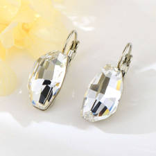 Platinával bevont modern, sokszögű fülbevaló áttetsző Swarovski kristállyal (0441.) fülbevaló