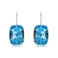  Platinával bevont téglalap fülbevaló égszínkék Swarovski kristállyal (0149.) fülbevaló