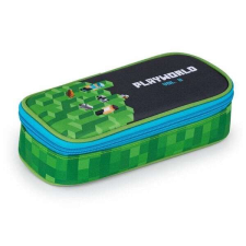PlayWorld szögletes tolltartó gumipánttal - zöld/szürke - OXY BAG tolltartó