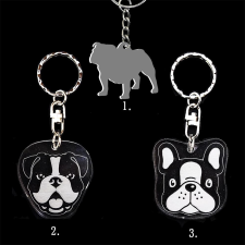 Plexi kulcstartó - Angol bulldog kölyök fej, Plexi kulcstartó - Angol bulldog kölyök fej kulcstartó