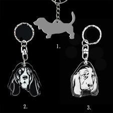 Plexi kulcstartó - Basset hound kölyök fej, Plexi kulcstartó - Basset hound kölyök fej kulcstartó