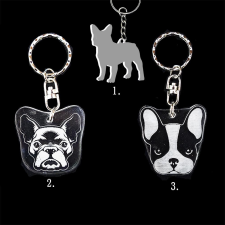 Plexi kulcstartó - Francia Bulldog kutya fej, Plexi kulcstartó - Francia Bulldog kutya fej kulcstartó