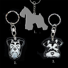  Plexi kulcstartó - Schnauzer kutya fej, Plexi kulcstartó - Schnauzer kutya fej kulcstartó