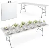  Plonos összecsukható kerti catering asztal, 244 cm, fehér