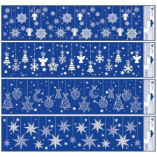 PLUS LINE Karácsonyi lógó díszek csillámos ablakmatrica, 64 x 15 cm - többféle party kellék