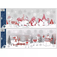 PLUS LINE Manó és hóember mintás csillogó ablakmatrica - 60 X 23 cm, többféle party kellék