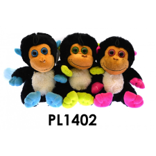  Plüss majom, színes testrészekkel, 3-féle, hosszú farkú, nagy szemű, 23 cm plüssfigura