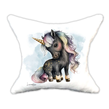  Plüss párna unikornis fekete-Névvel is rendelhető ajándéktárgy