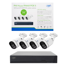 PNI 4 kamerás 5Mp felbontású, IP POE kamerarendszer, mikrofonokkal (PNI-IP-POE5) megfigyelő kamera