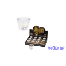  Poharas LED mécses meleg fényű 6,7x5cm - Csíkos dekorációs kellék