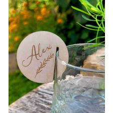  Pohárra tehető fa ültetőkártya kerek dekorációs kellék