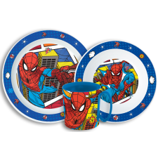  Pókember Grid étkészlet, micro műanyag szett bögrével 350 ml babaétkészlet