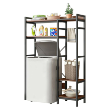  Polcállvány mosógép fölé, sötét tölgy/fekete, DELSIN fürdőszoba bútor