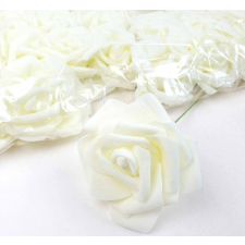  Polifoam rózsa virágfej habrózsa szárral 7-8 cm - Tört Fehér dekorációs kellék