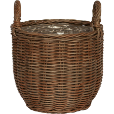 Polirattan fogantyús kosár 27,5 cm x 31,5 cm barna kerti tárolás
