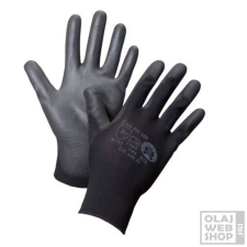  Poliuretán bevonatú, fekete tenyérmártott védőkesztyű L/9 méret (10db/csomag) védőkesztyű