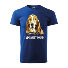 Póló Basset hound mintával - Kék XL méretben ajándéktárgy
