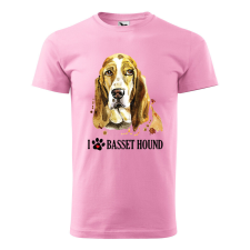Póló Basset hound mintával - Rózsaszín M méretben ajándéktárgy