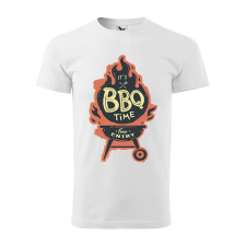 Póló BBQ time mintával - Fehér M méretben v2 ajándéktárgy