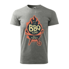 Póló BBQ time mintával - Szürke S méretben v2 ajándéktárgy