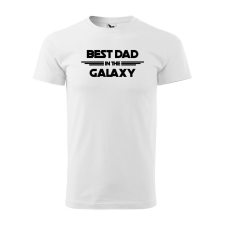 Póló Best dad in the galaxy mintával - Fehér XXXL méretben ajándéktárgy