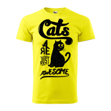  Póló Cats  mintával Sárga 4XL egyedi ajándék