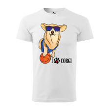 Póló Corgi mintával - Fehér M méretben v2 ajándéktárgy