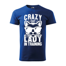 Póló Crazy cat mintával - Kék XXL méretben ajándéktárgy
