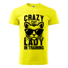 Póló Crazy cat mintával - Sárga S méretben ajándéktárgy
