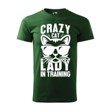 Póló Crazy cat mintával - Zöld L méretben ajándéktárgy