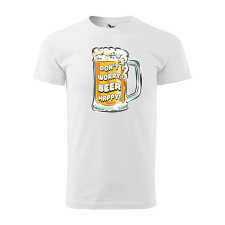 Póló Dont worry, beer happy mintával - Fehér L méretben ajándéktárgy