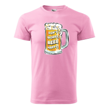  Póló Dont worry, beer happy mintával - Rózsaszín S méretben ajándéktárgy