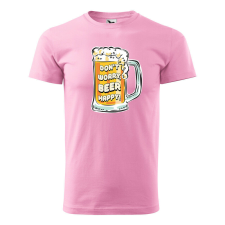Póló Dont worry, beer happy mintával - Rózsaszín XXXL méretben ajándéktárgy