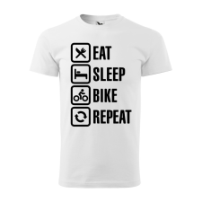  Póló Eat sleep bike repeat  mintával Fehér 4XL egyedi ajándék