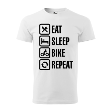  Póló Eat sleep bike repeat  mintával Fehér XL egyedi ajándék