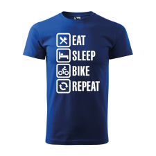 Póló Eat sleep bike repeat mintával - Kék L méretben ajándéktárgy