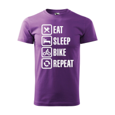 Póló Eat sleep bike repeat mintával - Lila S méretben ajándéktárgy