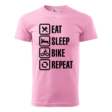 Póló Eat sleep bike repeat mintával - Rózsaszín L méretben ajándéktárgy