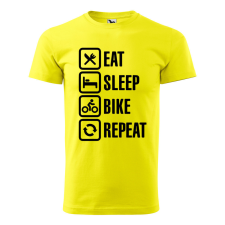  Póló Eat sleep bike repeat  mintával Sárga 2XL egyedi ajándék