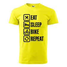  Póló Eat sleep bike repeat  mintával Sárga S egyedi ajándék