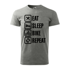 Póló Eat sleep bike repeat mintával - Szürke L méretben ajándéktárgy