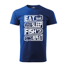  Póló Eat sleep fish repeat  mintával Kék 3XL egyedi ajándék