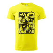 Póló Eat sleep fish repeat mintával - Sárga XL méretben ajándéktárgy