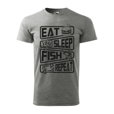 Póló Eat sleep fish repeat mintával - Szürke L méretben ajándéktárgy