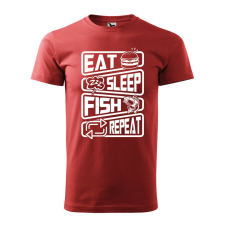 Póló Eat sleep fish repeat mintával - Terrakotta L méretben ajándéktárgy