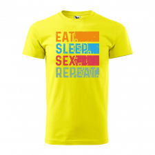  Póló Eat sleep sex repeat mintával - Sárga XXXL méretben ajándéktárgy