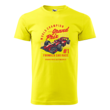  Póló Formula Car Race  mintával Sárga XL egyedi ajándék