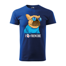  Póló Frenchie  mintával Kék S egyedi ajándék